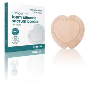 Kliniderm Foam Silikone Border, Sacral skumbandage, steril, 18 cm x 18 cm