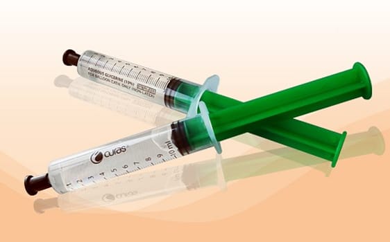 Curas, sprøjte med sterilt vand + 10% glycerin, 10 ml