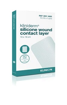 Kliniderm, sårkontaktlag med silikone på en side, steril, 10 cm x 18 cm