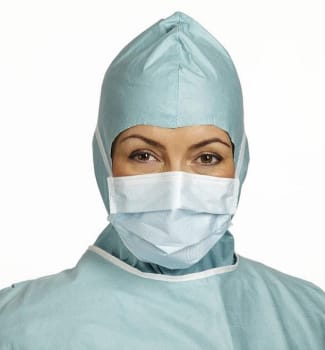 Barrier, maske m. bindebånd, antidug, blå, type IIR
