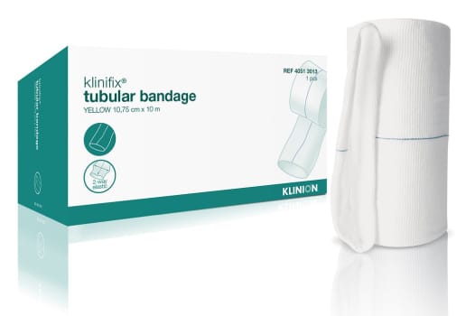 Klinifix, rørbandage 2 way stretch, gul, 10,75 cm x 10 m