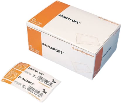 Primapore, plaster non woven med sårpude 2,5x4cm, steril, 5 cm x 7,2 cm
