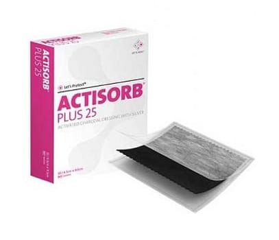 Actisorb Plus 25, KULFORBINDING med sølv, steril, 10,5 cm x 19 cm