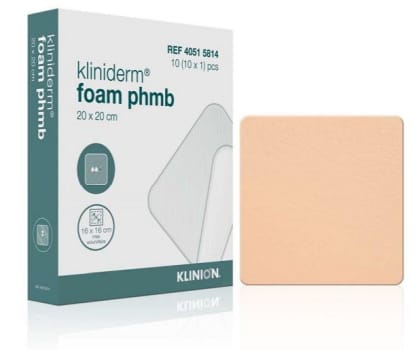Kliniderm Foam phmb, skumbandage m/phmb, uden klæb, steril, 10 cm x 10 cm