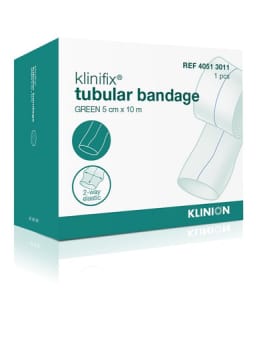 Klinifix, rørbandage 2 way stretch, grøn, 5 cm x 10 m