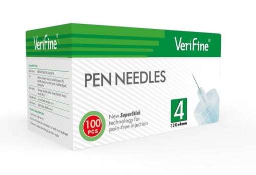 Verifine, penkanyle, steril, 4 mm x 0,23 mm (32G)