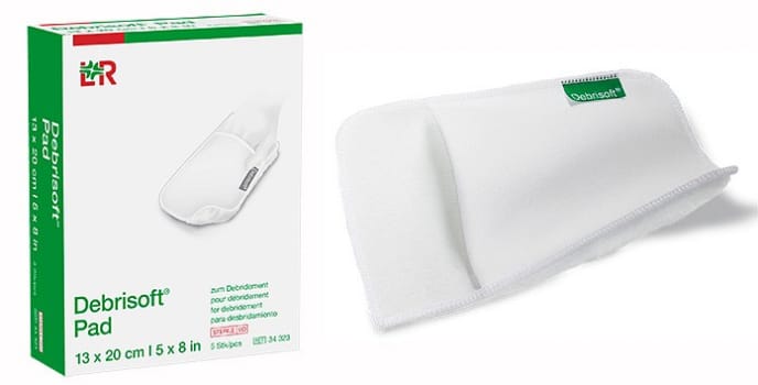 DebriSoft Pad, afvaskningssvamp til sår, mikrofiber, steril, 13 cm x 20 cm
