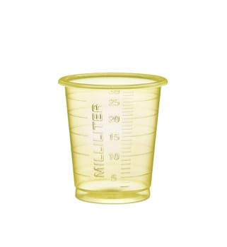 Eco, medicinbæger med graduering, gul, PP, 30 ml