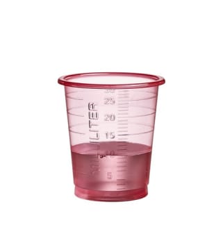 Eco, medicinbæger med graduering, rød, PP, 30 ml