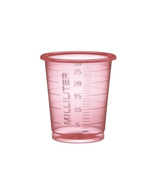 Eco, medicinbæger med graduering, rød, PP, 30 ml