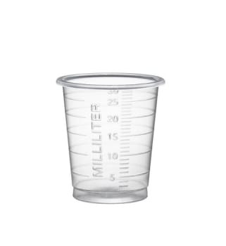 Eco, medicinbæger med graduering, klar, PP, 30 ml