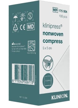 Klinion, non woven kompres, 4 lag, usteril, 5 cm x 5 cm