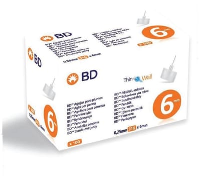 BD, penkanyle, steril, 6 mm x 0,25 mm (31G)