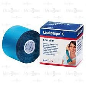 Leukotape K, elastisk kinesiologi tape, blå, 5 cm x 5 m