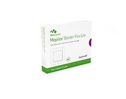 Mepilex Border Flex Lite, fleksibel skumbandage m/border og silikone, steril, 7,5 cm x 7,5 cm