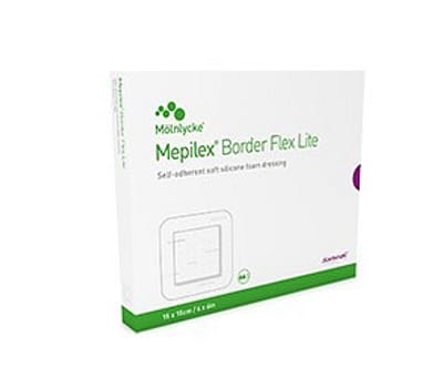 Mepilex Border Flex Lite, fleksibel skumbandage m/border og silikone, steril, 15 cm x 15 cm