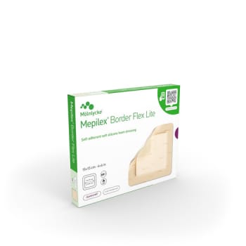 Mepilex Border Flex Lite, fleksibel skumbandage m/border og silikone, steril, 15 cm x 15 cm