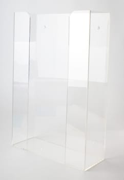 Vægholder, transparant akrylat til 3 æske handsker, 27 x 8 x 40 cm