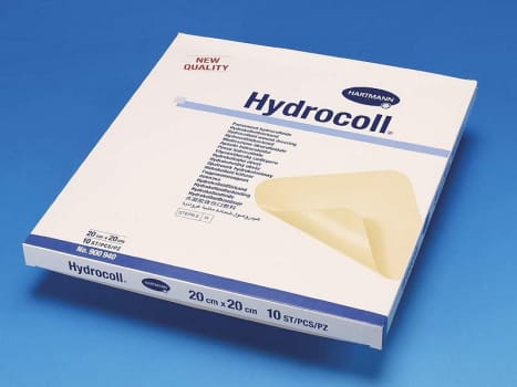 Hydrocoll Standard, hydrocolloid bandage med affasende kanter, steril, 20 cm x 20 cm