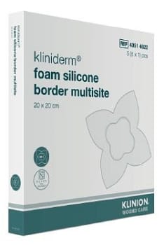 Kliniderm Foam Silikone Border, Multisite skumbandage med bred border, steril, 20 cm x 20 cm