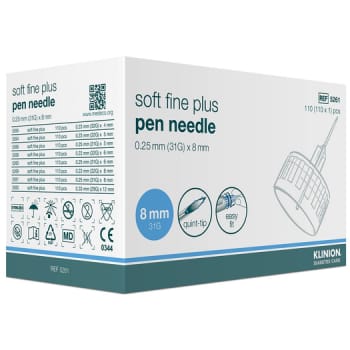 Klinion 5-bevel, Soft fine plus penkanyle, steril, 8 mm x 0,25 mm (31G)