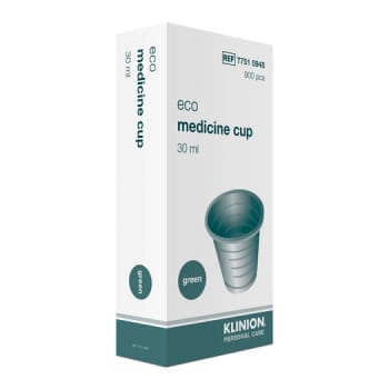 Klinion, medicinbæger, eco, med graduering, grøn, PP, 30 ml