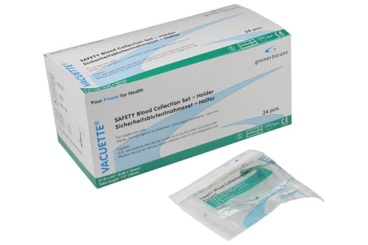 Vacuette, blodprøvetagningssæt med holder, pushbutton, 19cm, 21G x 3/4in, 0,8 mm x 19 mm