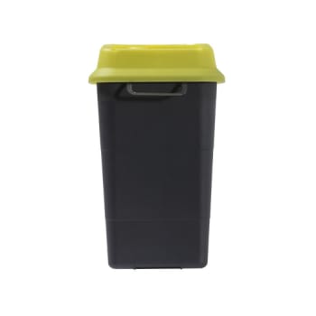 Sharpsafe genbrugsplast, kanylebeholder, firkantet, bred, med låg, gul/grå, 7 l