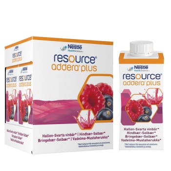 Resource Addera Plus, hindbær/solbær, 4x200ml