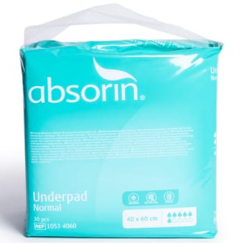 Absorin Comfort, underlag, engangs, dag, blå, 600 ml, 40 cm x 60 cm