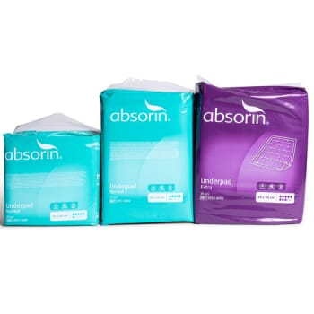 Absorin Comfort, underlag engangs, dag/ nat, lilla, 2000 ml, 60 x 90 cm