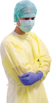 Klinipro beskyttelseskittel, væsketæt m/manchet, åndbar, gul, 134 cm, large