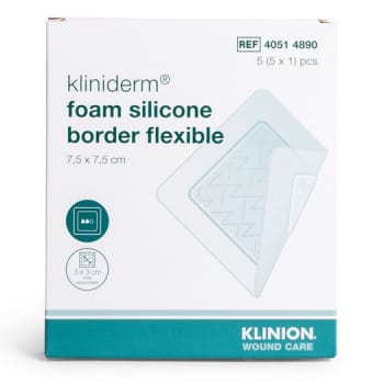 Kliniderm Foam Silikone, Border, Flexible , 7,5 x 7,5 cm