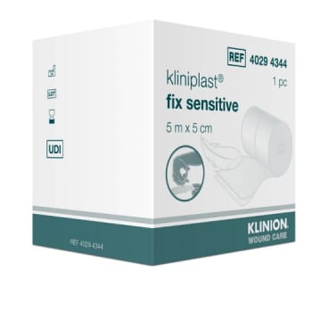 Kliniplast Fix sensistive fikseringsplaster, non-woven, 5 m x 5 cm