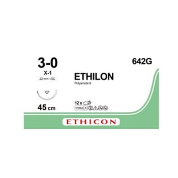 Ethicon Ethilon sutur, sort, monofilament, MH-1 nål, 150 cm, steril, 0