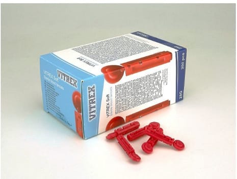 Vitrex, SteriLance Soft lancetter, rød, 200 Plus, steril, 28G