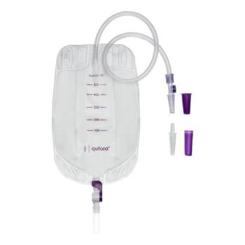 Qufora flerkammer urinpose, 50 cm just.slange, Q-flow aftap. +4cm, NRV, NW, st, 500 ml