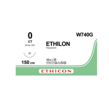 Ethicon Ethilon, sutur, sort, monofilament, CT-nål, 150 cm, steril, 0