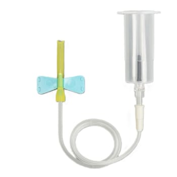 Klinion, blodprøvetagningssæt, blå, safelock, 178 mm, 23G x 3/4in, 0,6 mm x 19 mm, m/holder, steril