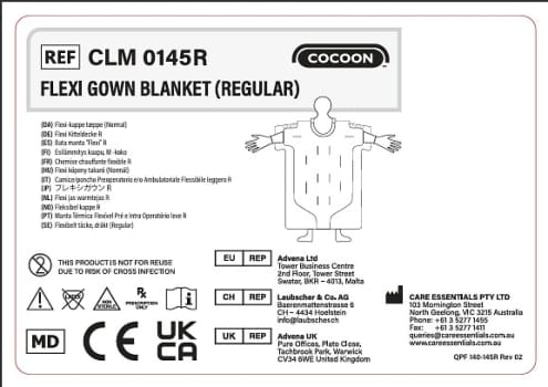 Cocoon Engangs Flexi poncho varmetæppe – normal Slangetilslutninger: 3