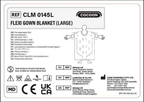 Cocoon Engangs Flexi poncho varmetæppe – large Slangetilslutninger: 3