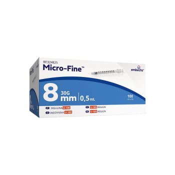 Embecta insulinsprøjte 0,5 ml med kanyle, steril, 8 mm x 0,30 mm (30G)