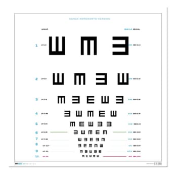 ISOeyes, Synstavle, 3 m, Tumling E, hvid, 30 cm x 60 cm, Dansk Kørekort