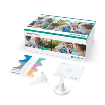 Urimed Vision Standard, uridom, silikone, stand,klæbe 4,5 cm læng. 7,5 cm, Ø 32 mm