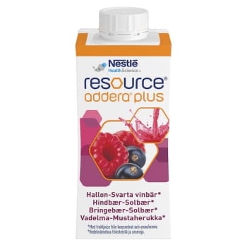 Resource Addera Plus, hindbær/solbær, 4x200ml