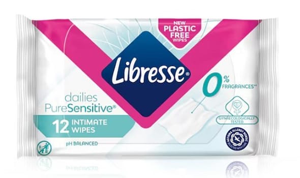 Libresse Pure Sensitive intim wipes, plastikfri