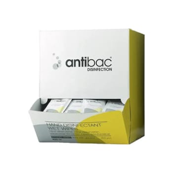 Antibac, vådservietter 85% til hænder, i papdispenser, 17 cm x 22 cm