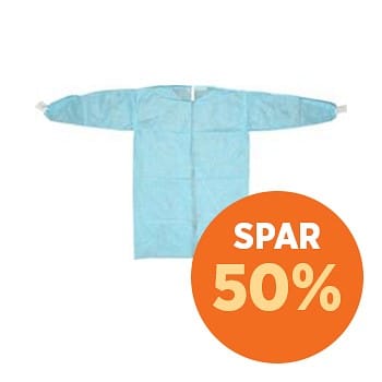 Klinipro beskyttelseskittel, væskeafvisende, m/velcro og manchet, lyseblå 114cm, medium