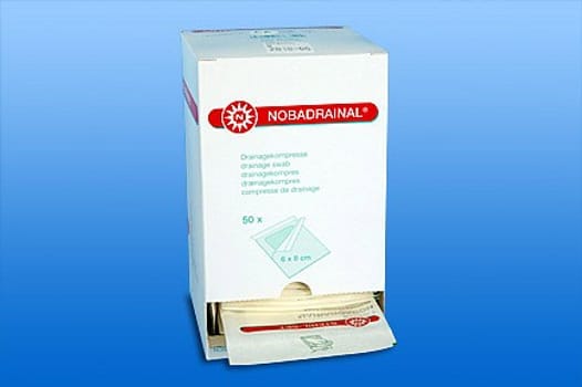 Nobadrainal, kompres, dræn, steril, 6 cm x 8 cm