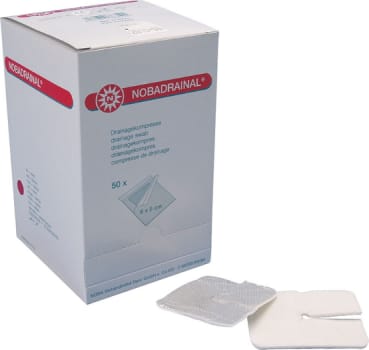 Nobadrainal, kompres, dræn, steril, 6 cm x 8 cm